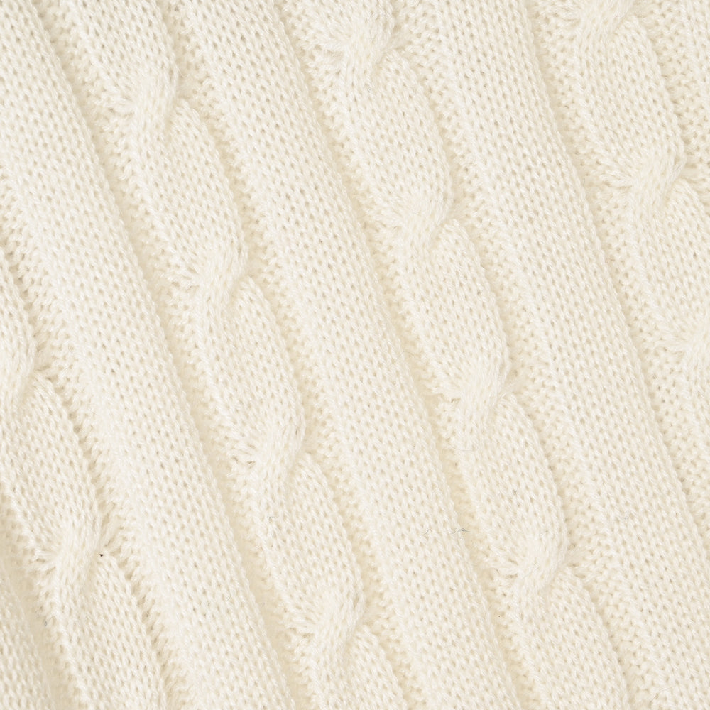 Boys Acrylic F/S Sweater Cricket-White
