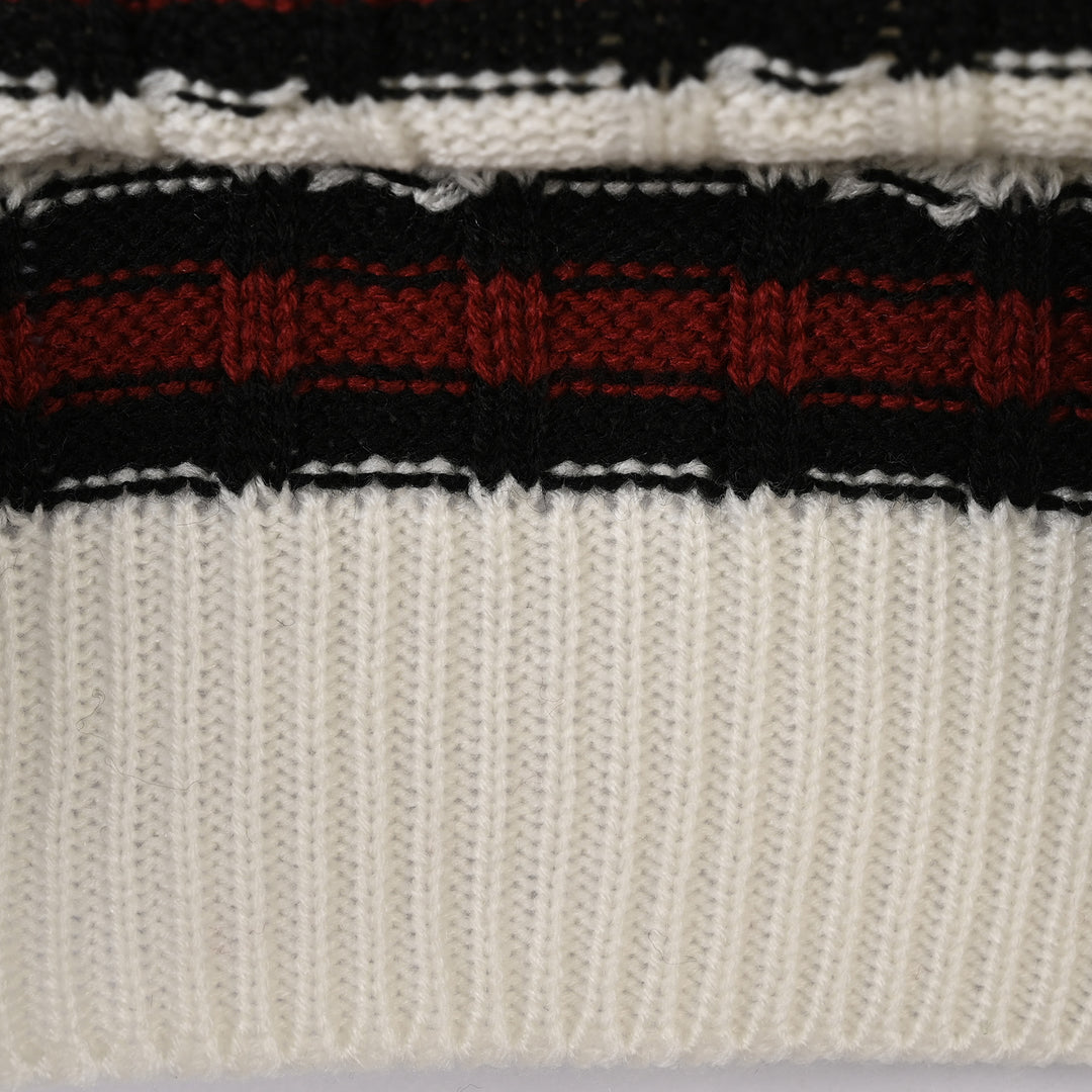 Boys Acrylic F/S Sweater Cricket-White