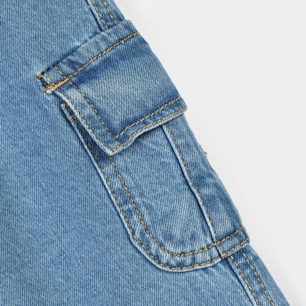Infant Boys Denim Stretch Pant Cargo-Mid Blue