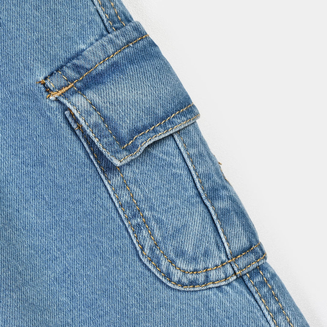 Infant Boys Denim Stretch Pant Cargo-Mid Blue