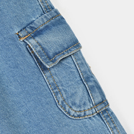 Infant Boys Denim Stretch Pant Cargo-Mid Blue