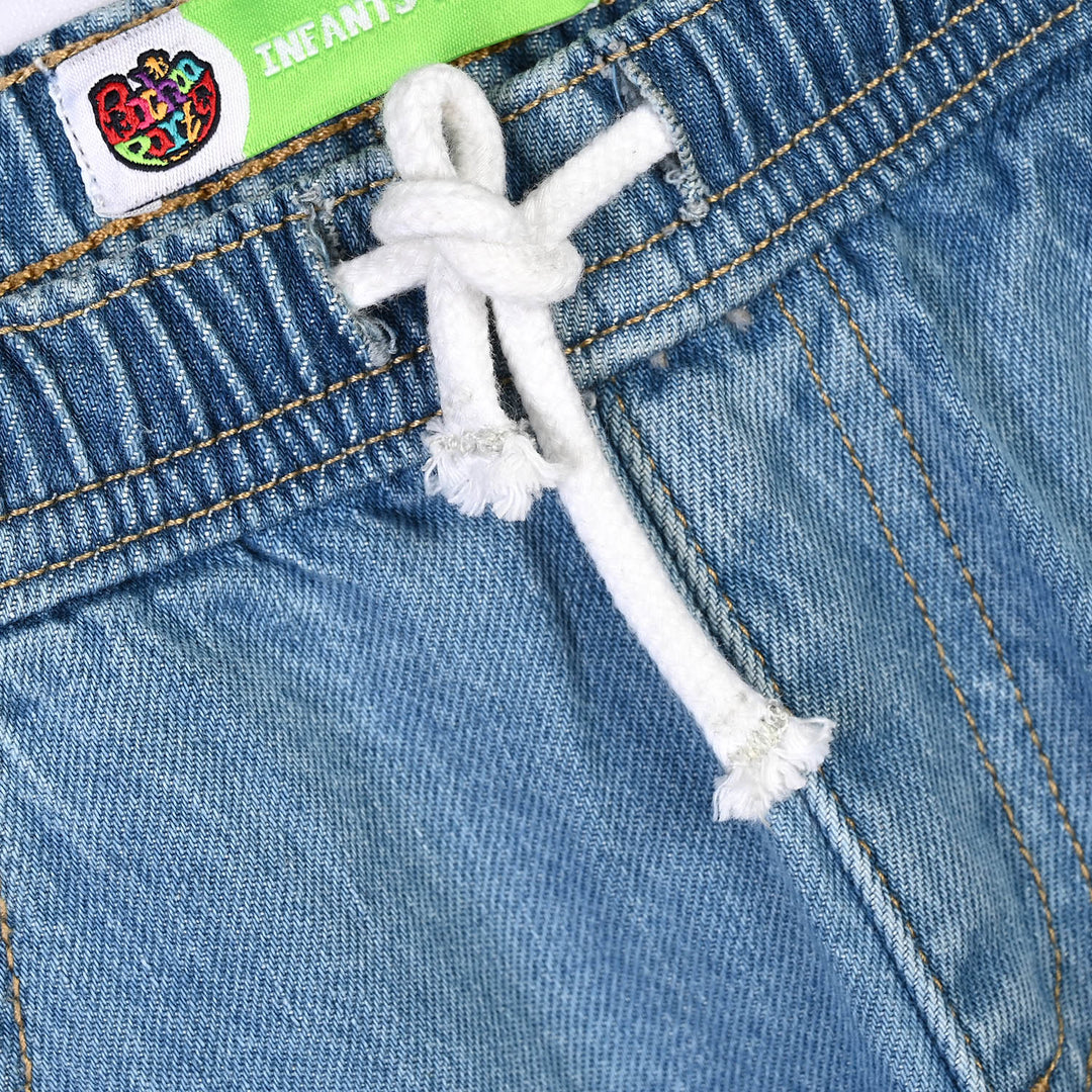 Infant Boys Denim Stretch Pant Cargo-Mid Blue