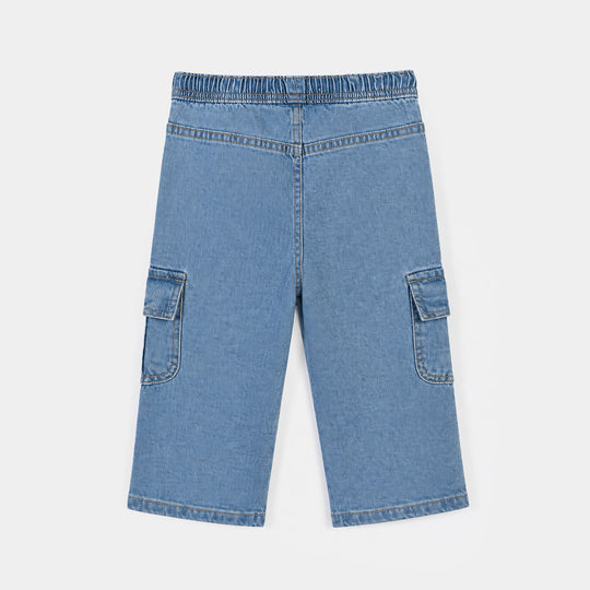 Infant Boys Denim Stretch Pant Cargo-Mid Blue