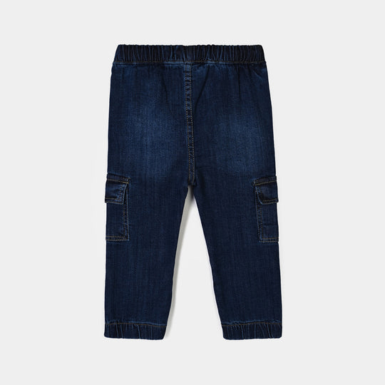 Infant Boys Denim Stretch Pant Foot Ball-D.Blue