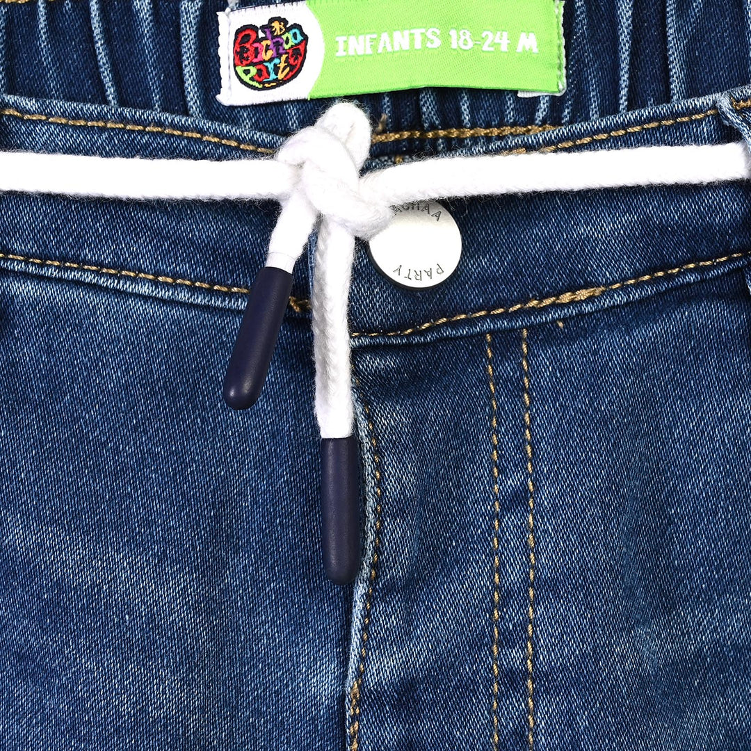 Infant Boys Denim rigid Pant Tipping-Mid Blue