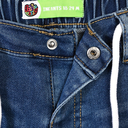 Infant Boys Denim rigid Pant Tipping-Mid Blue