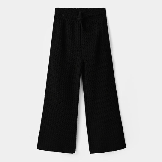 Girls Jacquard Pyjama Black Texture-BLACK