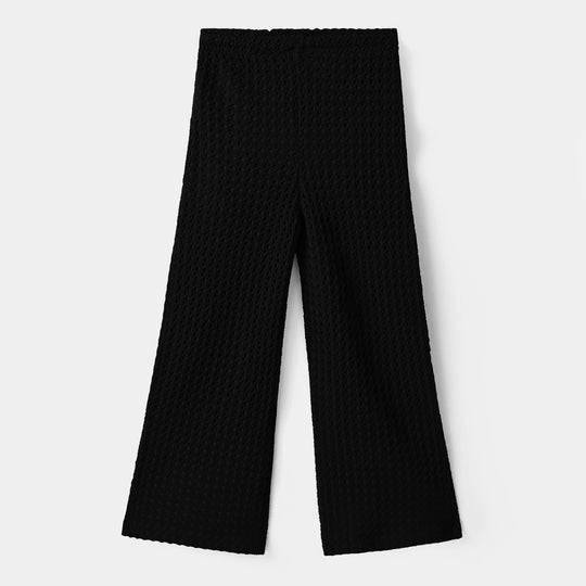 Girls Jacquard Pyjama Black Texture-BLACK