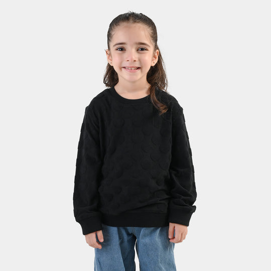 Girls  Sweatshirt Embossed Heart - BLACK