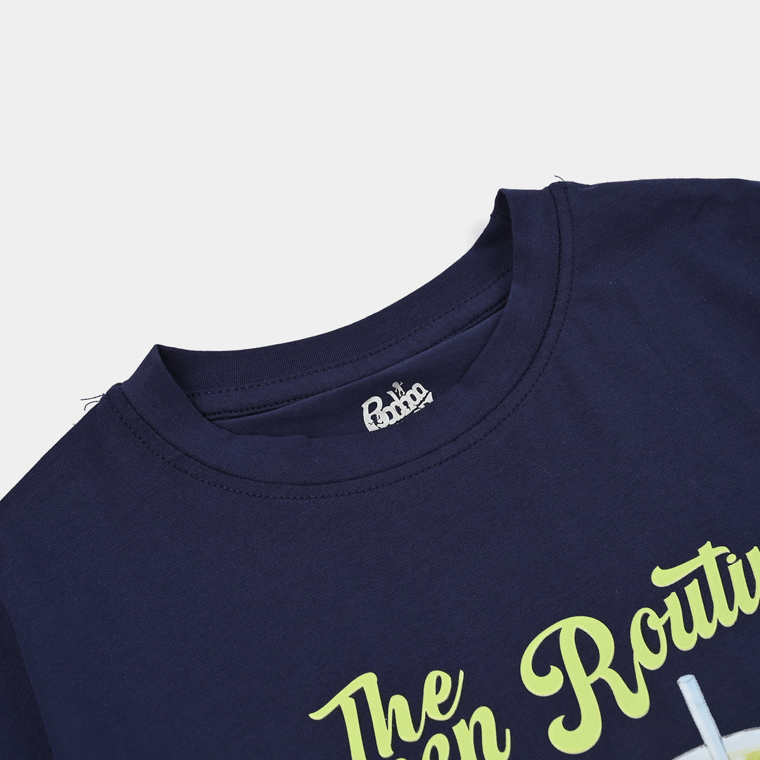 Girls Lycra T-Shirt Green Routine-BLUE