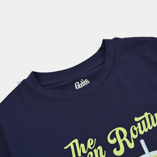 Girls Lycra T-Shirt Green Routine-BLUE