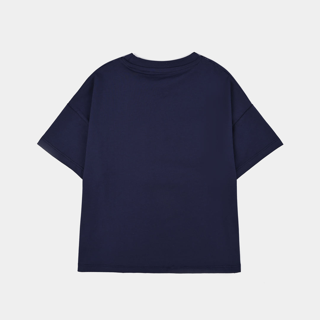 Girls Lycra T-Shirt Green Routine-BLUE