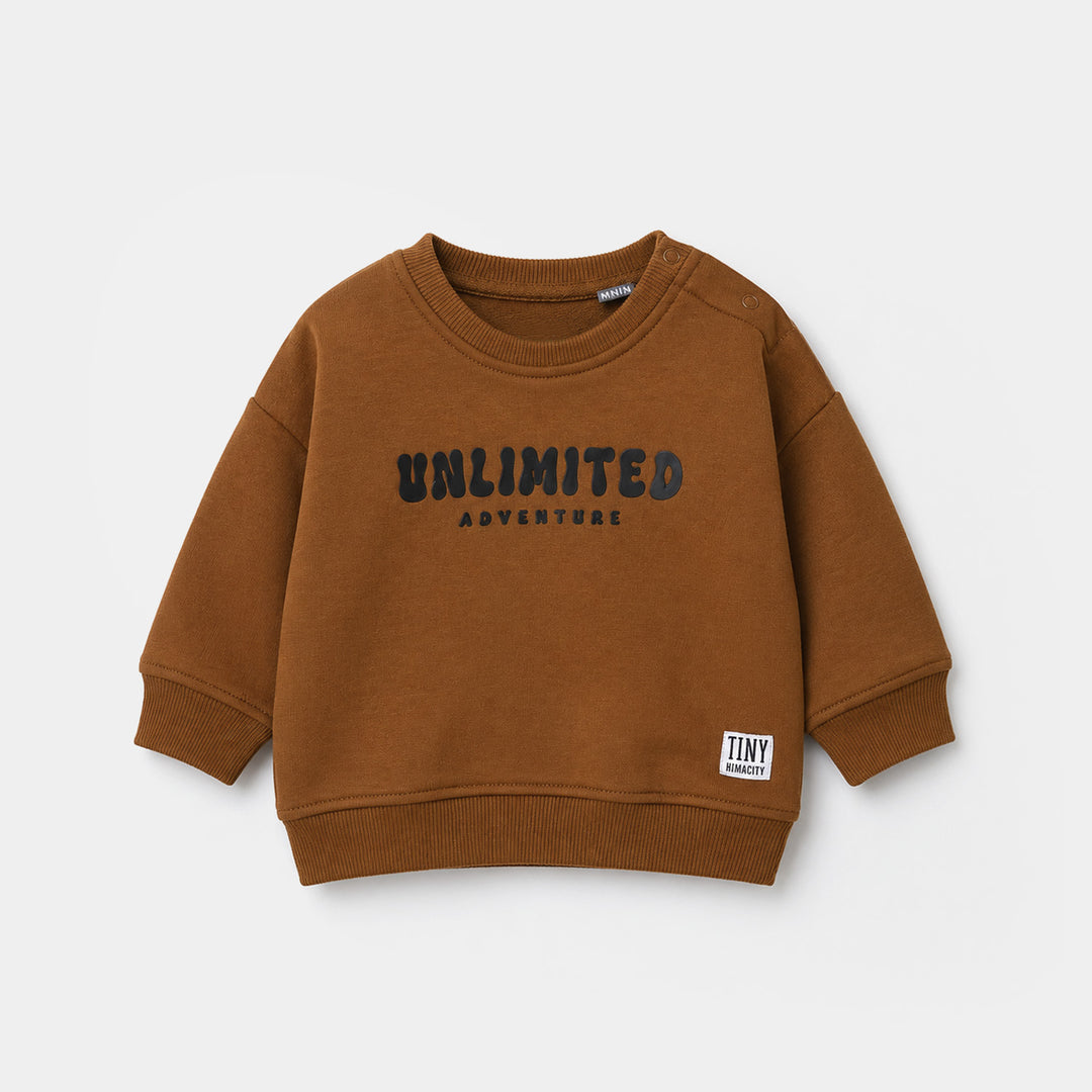 Infant Boys Scuba Sweatshirt Tiny But Mighty - BROWN