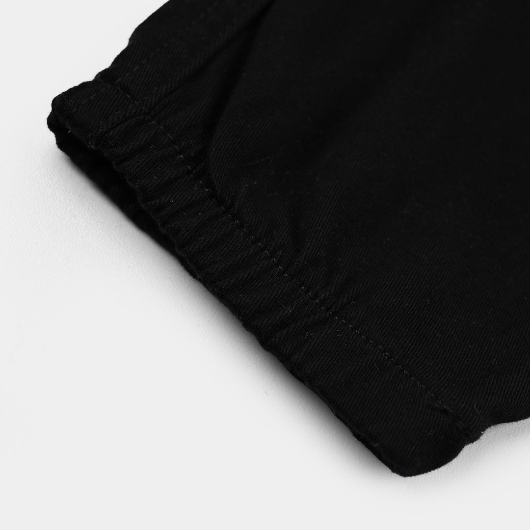 Boys Cotton Twill Pant Roll Up-BLACK