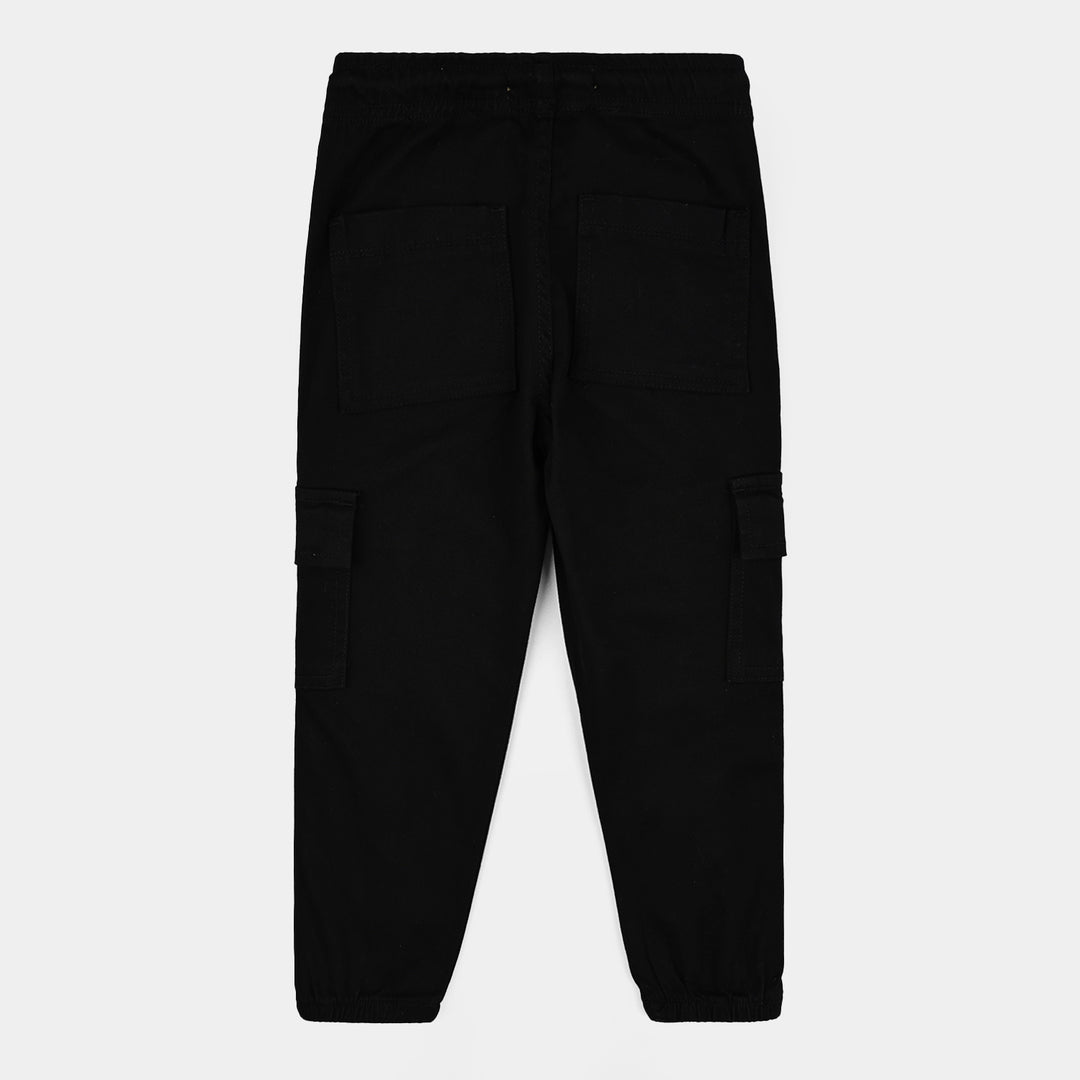 Boys Cotton Twill Pant Roll Up-BLACK