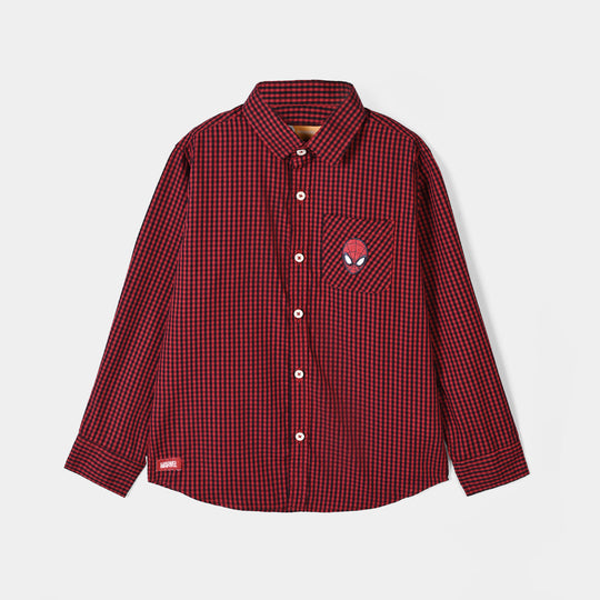 Boys Yarn Dyed Shirt (Character) - Red