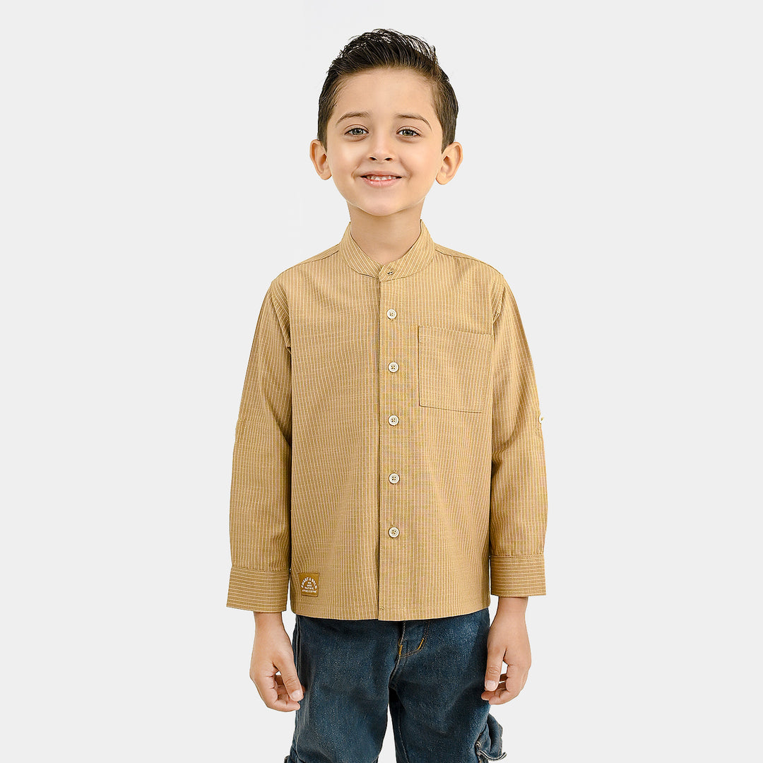 Boys Yarn Dyed Shirt (Limitless Mode)-BROWN