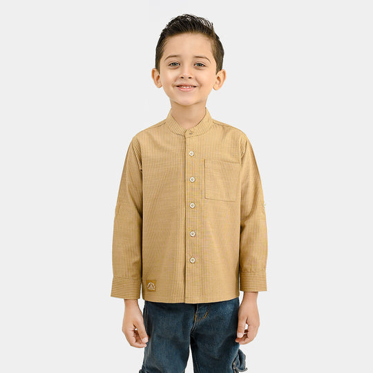 Boys Yarn Dyed Shirt (Limitless Mode)-BROWN