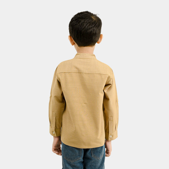 Boys Yarn Dyed Shirt (Limitless Mode)-BROWN