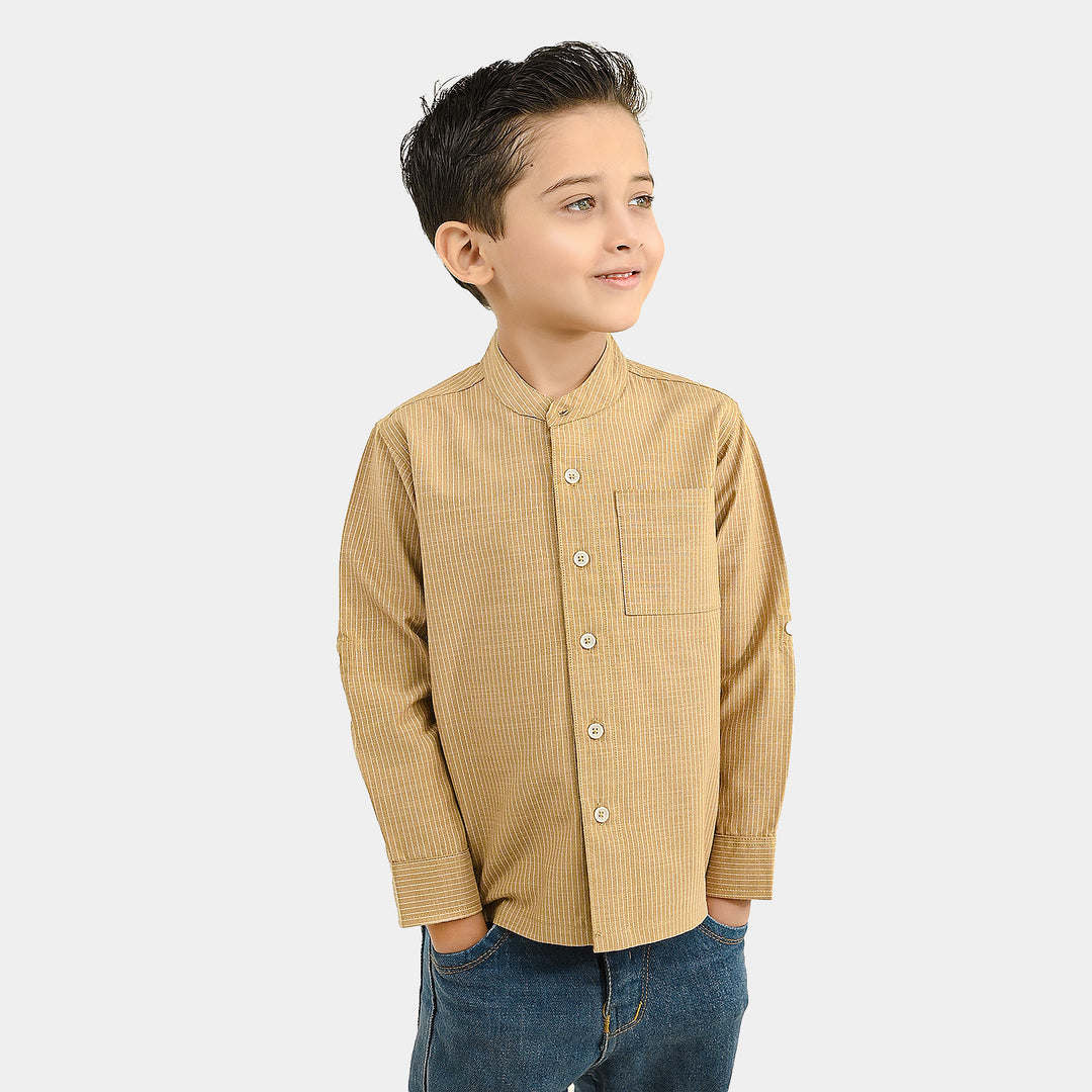 Boys Yarn Dyed Shirt (Limitless Mode)-BROWN