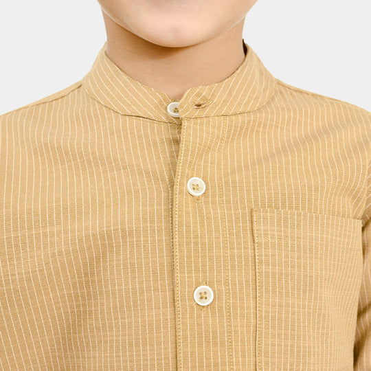 Boys Yarn Dyed Shirt (Limitless Mode)-BROWN