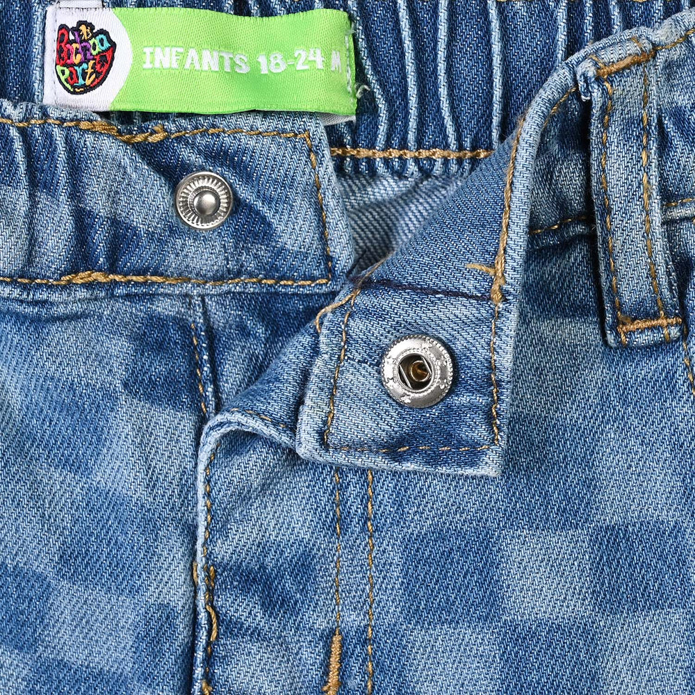 Infant Boys Denim rigid Pant Checks-LT.Blue