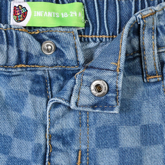 Infant Boys Denim rigid Pant Checks-LT.Blue