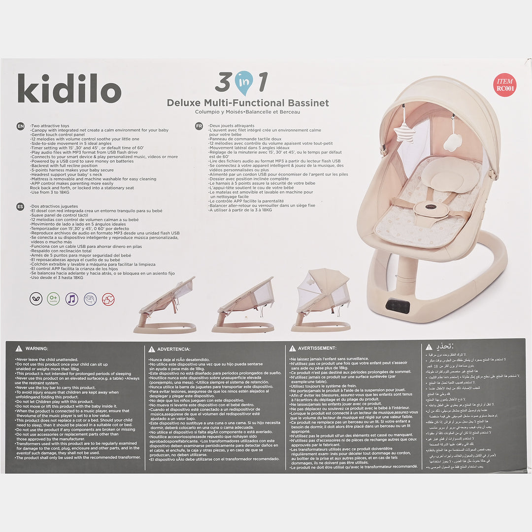 Kidilo Deluxe 3-in-1 Electric Auto Swing & Bassinet