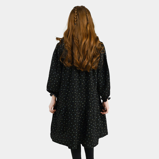 Girls Polyester Casual Frock Daisy-BLACK