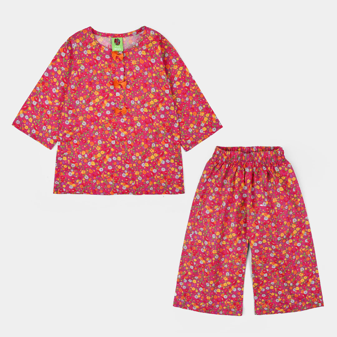 Infant Girls Cotton Printed 2Pcs Chintz-Pink