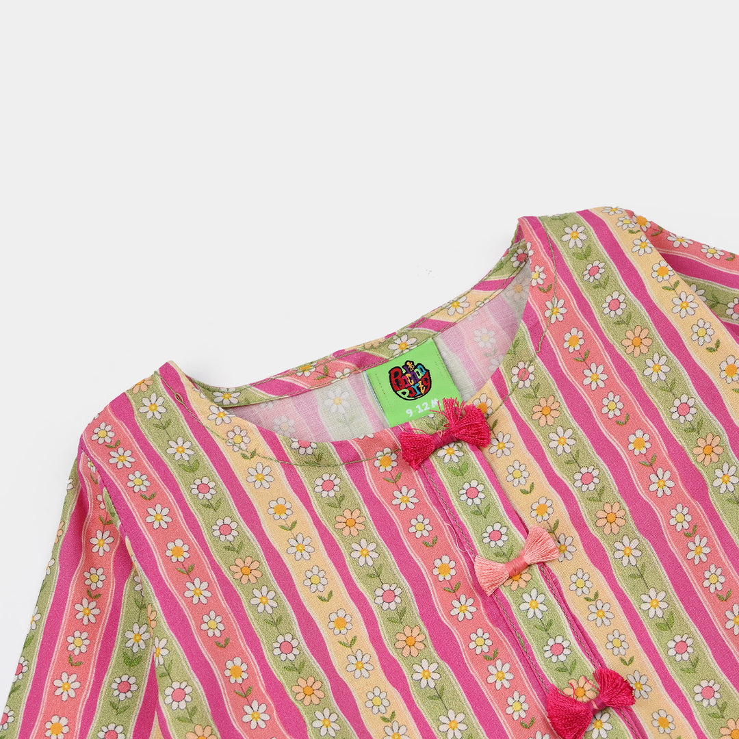 Infant Girls Cotton Printed 2Pcs Floral- Multi