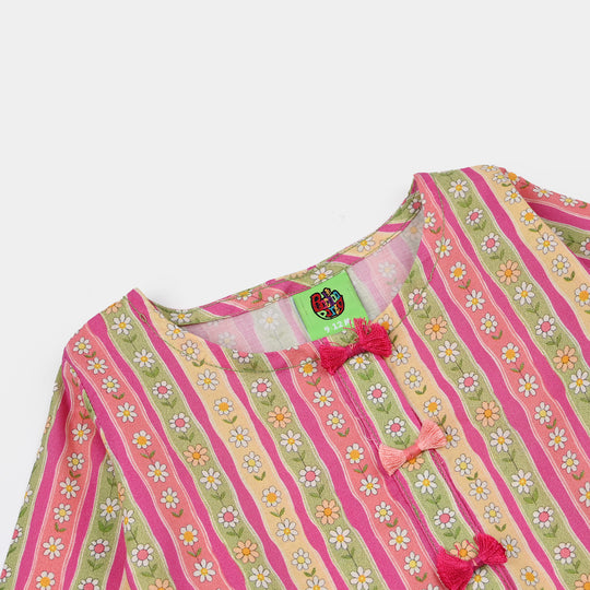 Infant Girls Cotton Printed 2Pcs Floral- Multi