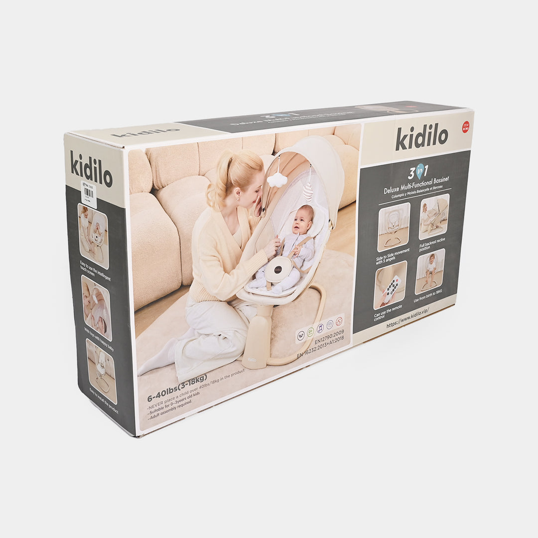 Kidilo 3-in-1 Deluxe Multi-Functional Bassinet & Electric Swing