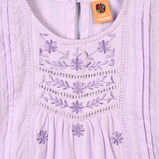 Girls Cotton Emb Top Alice-Lavender