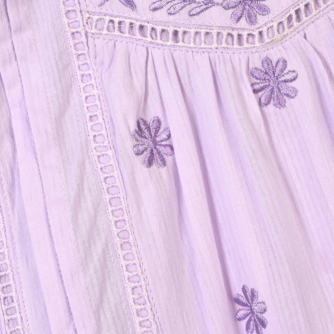 Girls Cotton Emb Top Alice-Lavender