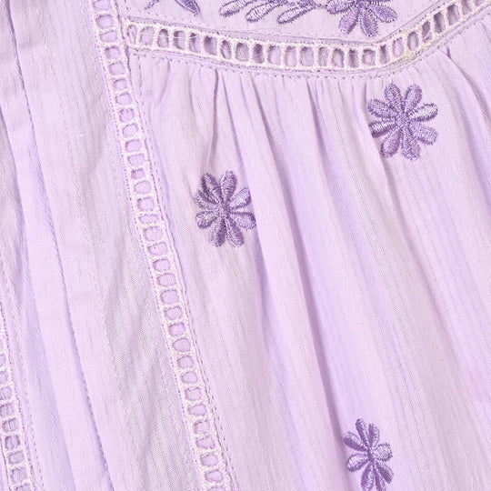 Girls Cotton Emb Top Alice-Lavender
