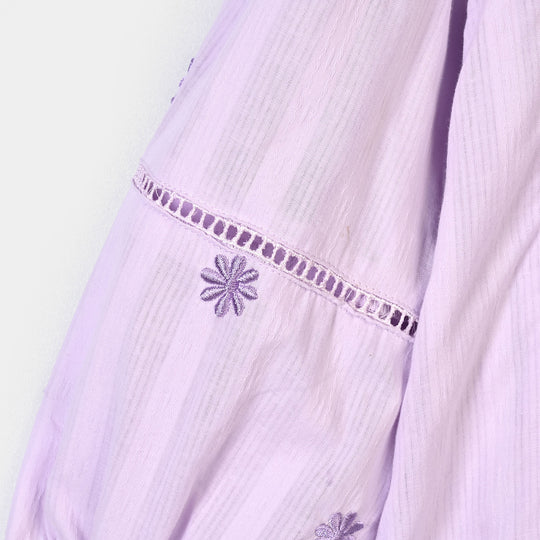 Girls Cotton Emb Top Alice-Lavender