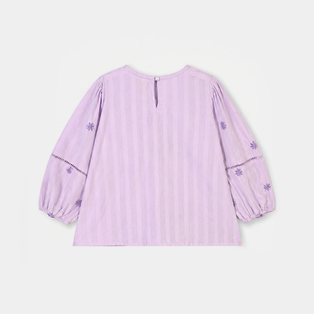 Girls Cotton Emb Top Alice-Lavender