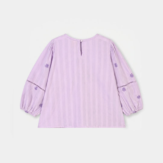 Girls Cotton Emb Top Alice-Lavender