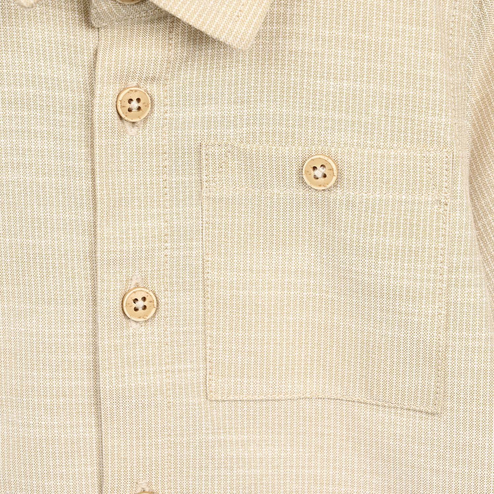 Infant Boys Yarn Dyed Shirt (Playing Skill)-BEIGE