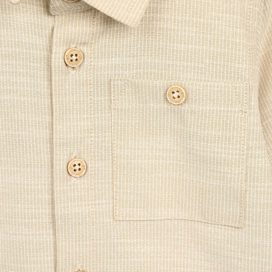 Infant Boys Yarn Dyed Shirt (Playing Skill)-BEIGE