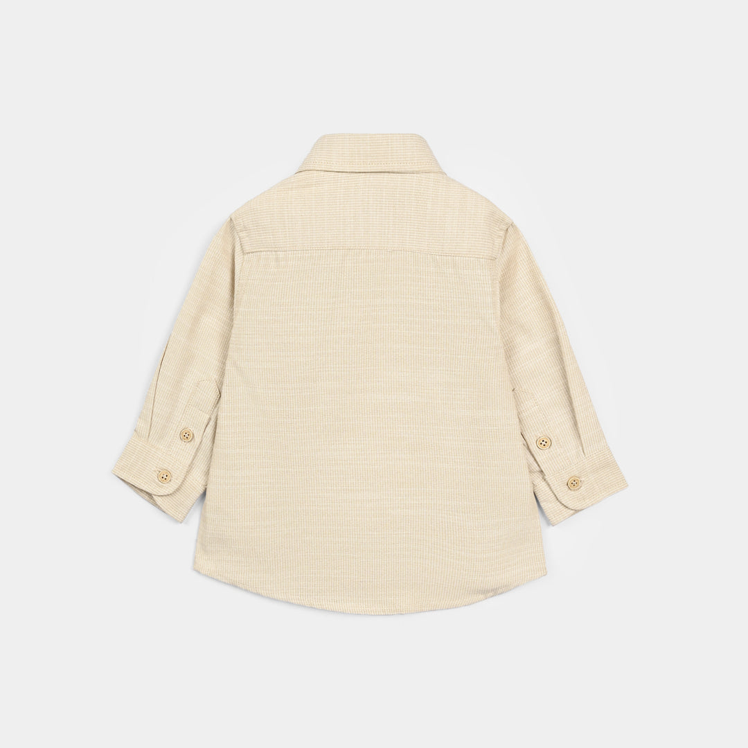Infant Boys Yarn Dyed Shirt (Playing Skill)-BEIGE