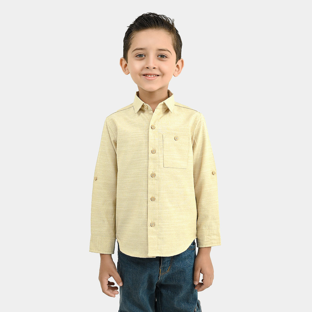 Boys Yarn Dyed Shirt (Playing Skill)-BEIGE