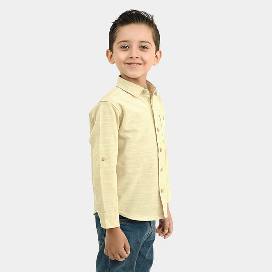 Boys Yarn Dyed Shirt (Playing Skill)-BEIGE