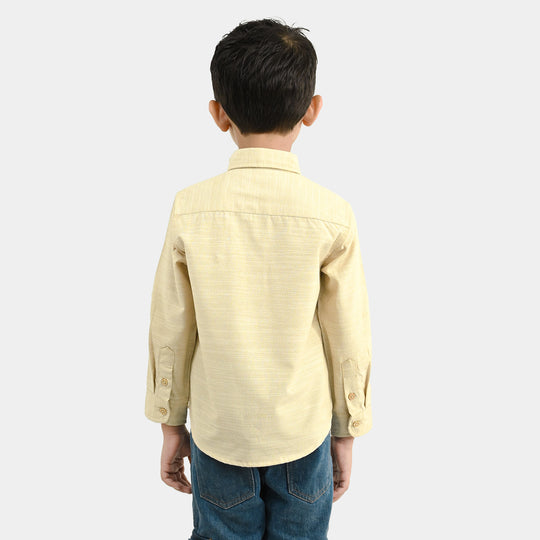 Boys Yarn Dyed Shirt (Playing Skill)-BEIGE