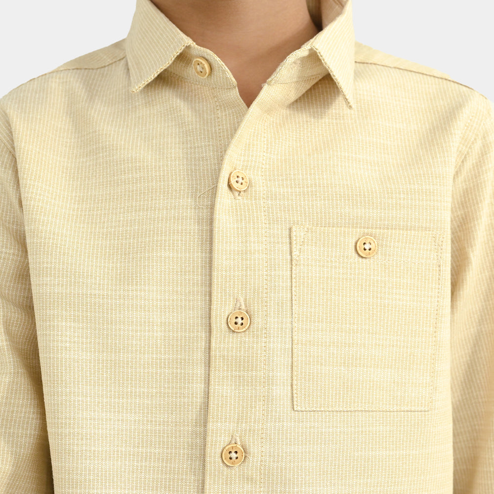 Boys Yarn Dyed Shirt (Playing Skill)-BEIGE