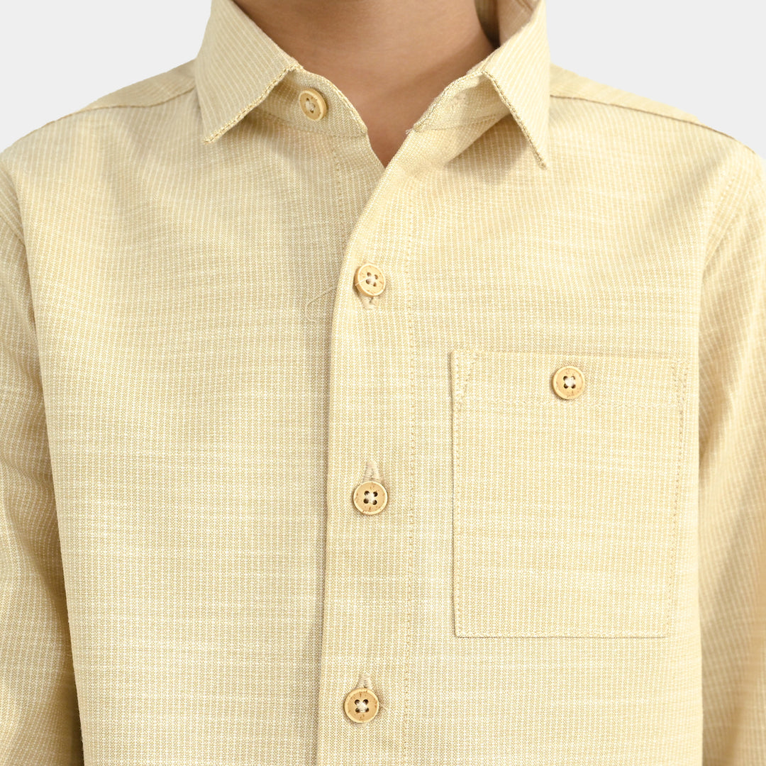 Boys Yarn Dyed Shirt (Playing Skill)-BEIGE