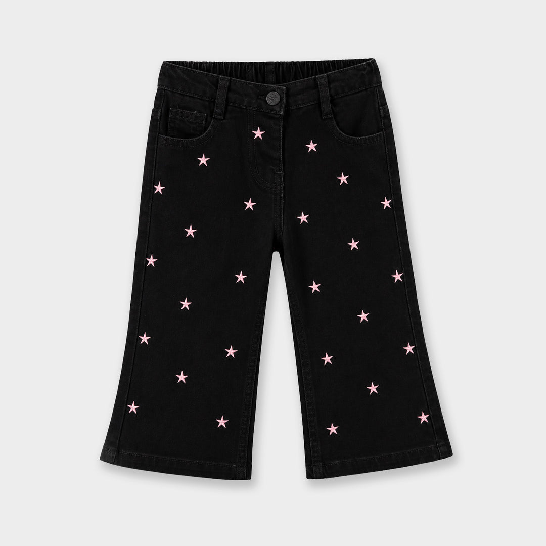 Infant Girls Denim rigid Pant Stars-BLACK