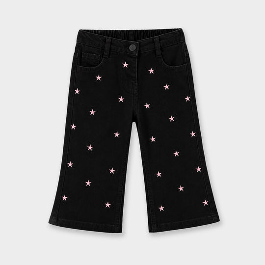 Infant Girls Denim rigid Pant Stars-BLACK