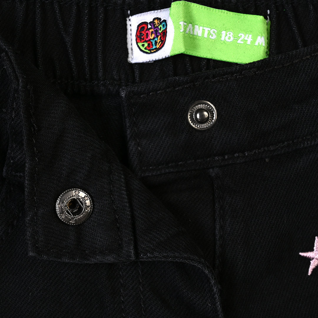 Infant Girls Denim rigid Pant Stars-BLACK